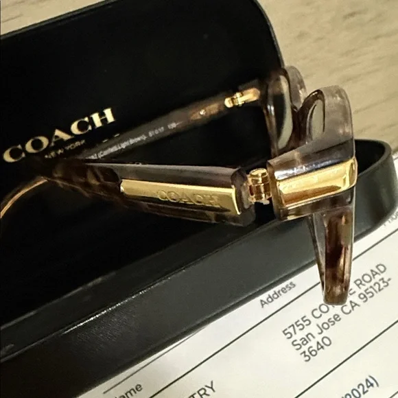 Coach Tortoise Rectangular Eyeglasses with Black Case - Picture 2 of 5
